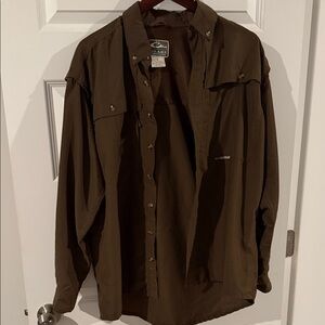Drake Waterfowl Men's Brown Vented Wingshooter Button Up Shirt Small
